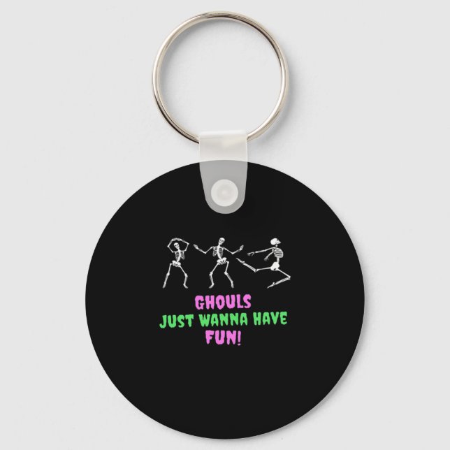 Ghouls Just Wanna Have Fun Lazy Sloth Key Ring (Front)