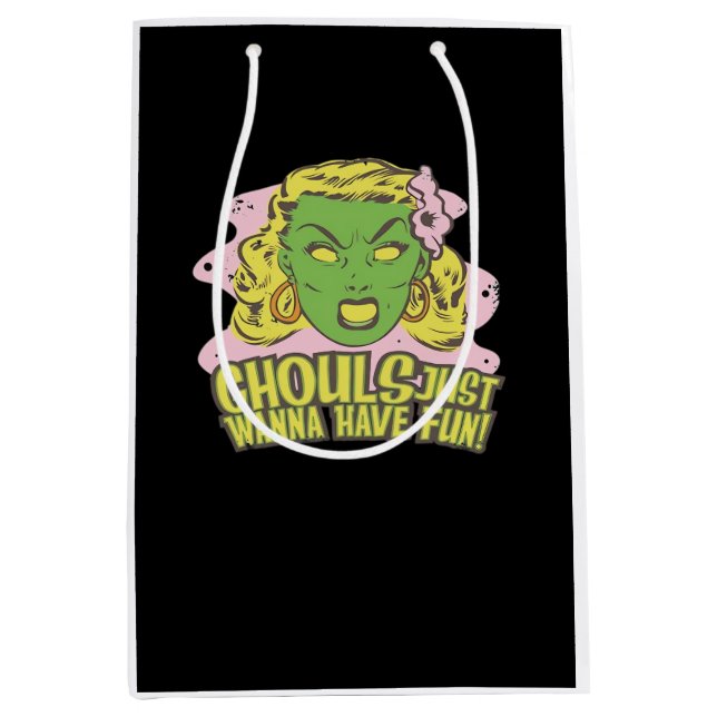 Ghouls Just Wanna Have Fun Lazy Sloth Medium Gift Bag (Front)
