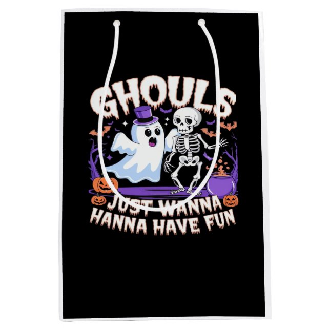 Ghouls Just Wanna Have Fun Lazy Sloth Medium Gift Bag (Front)