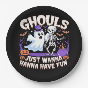 Ghouls Just Wanna Have Fun Lazy Sloth Paper Plate