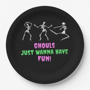 Ghouls Just Wanna Have Fun Lazy Sloth Paper Plate