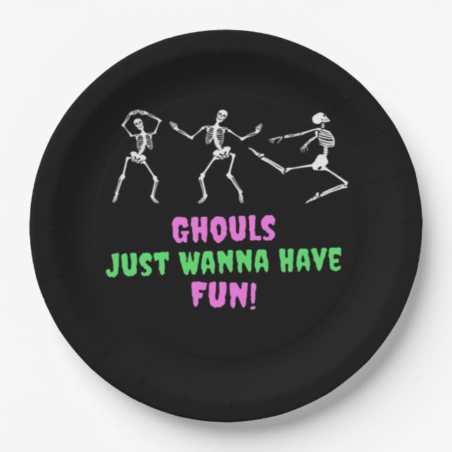 Ghouls Just Wanna Have Fun Lazy Sloth Paper Plate (Front)