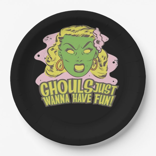 Ghouls Just Wanna Have Fun Lazy Sloth Paper Plate (Front)