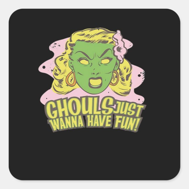 Ghouls Just Wanna Have Fun Lazy Sloth Square Sticker (Front)