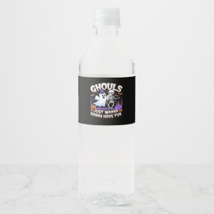 Ghouls Just Wanna Have Fun Lazy Sloth Water Bottle Label
