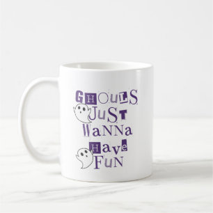 Ghouls Just Wanna Have Fun Purple Halloween Ghosts Coffee Mug