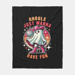 Ghouls Just Wanna Have Fun Retro Disco Fleece Blanket