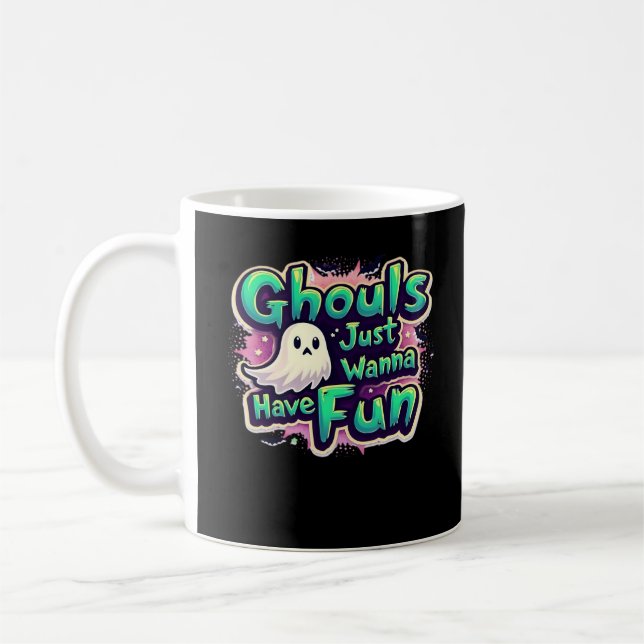 Ghouls Just Wanna Have Fun - Retro Halloween Coffee Mug (Left)