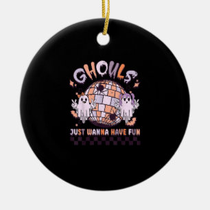 Ghouls Just Wanna Have Fun Retro Halloween Costume Ceramic Tree Decoration