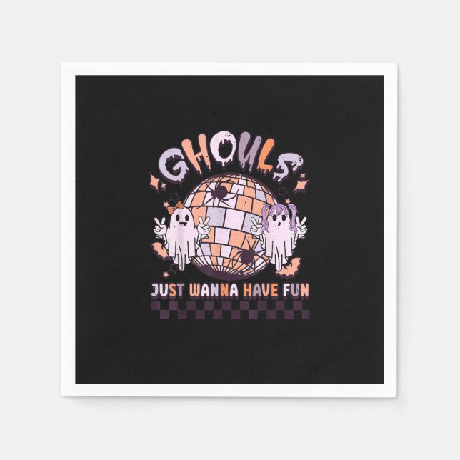 Ghouls Just Wanna Have Fun Retro Halloween Costume Napkin (Front)