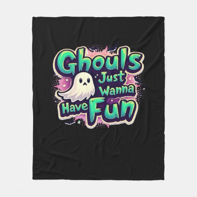 Ghouls Just Wanna Have Fun - Retro Halloween Fleece Blanket (Front)