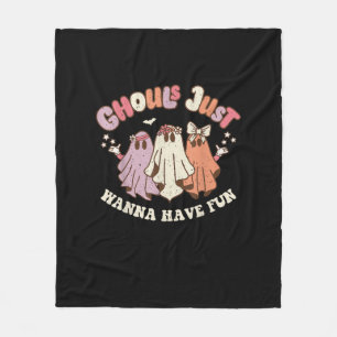 Ghouls Just Wanna Have Fun Retro Halloween Groovy  Fleece Blanket