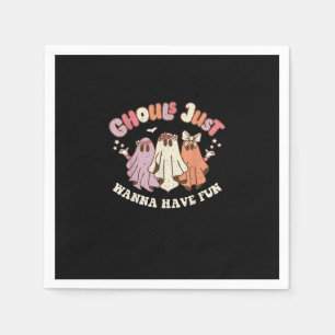 Ghouls Just Wanna Have Fun Retro Halloween Groovy Napkin