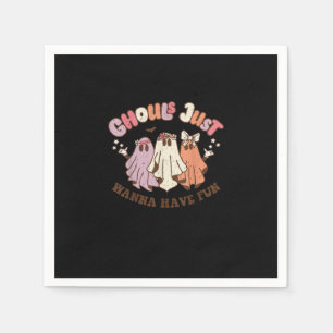 Ghouls Just Wanna Have Fun Retro Halloween Groovy Napkin