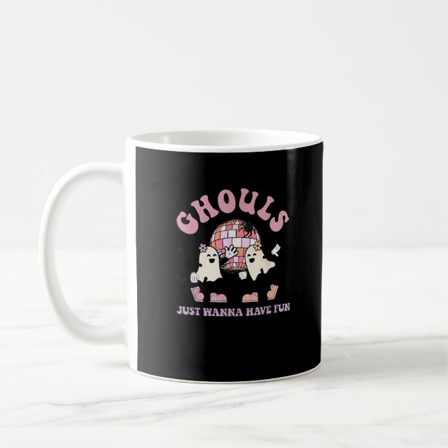 Ghouls Just Wanna Have Fun Retro Halloween Party C Coffee Mug (Left)