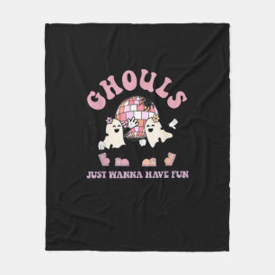 Ghouls Just Wanna Have Fun Retro Halloween Party C Fleece Blanket