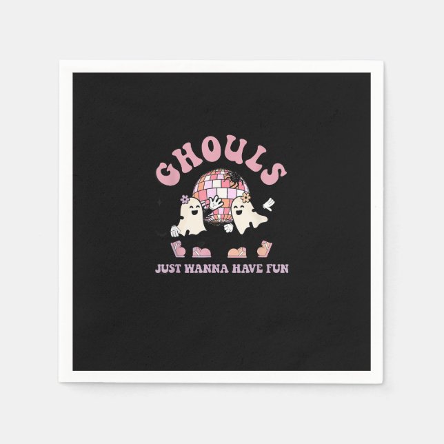 Ghouls Just Wanna Have Fun Retro Halloween Party C Napkin (Front)