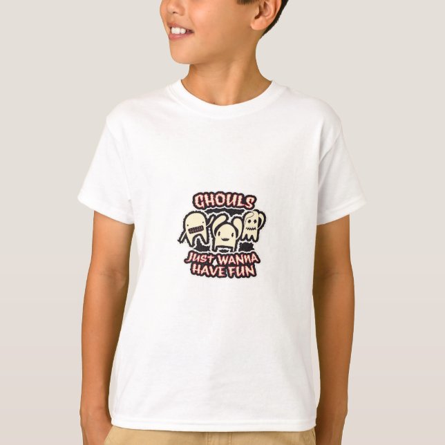 Ghouls Just Wanna Have Fun Retro Spooky T-Shirt (Front)