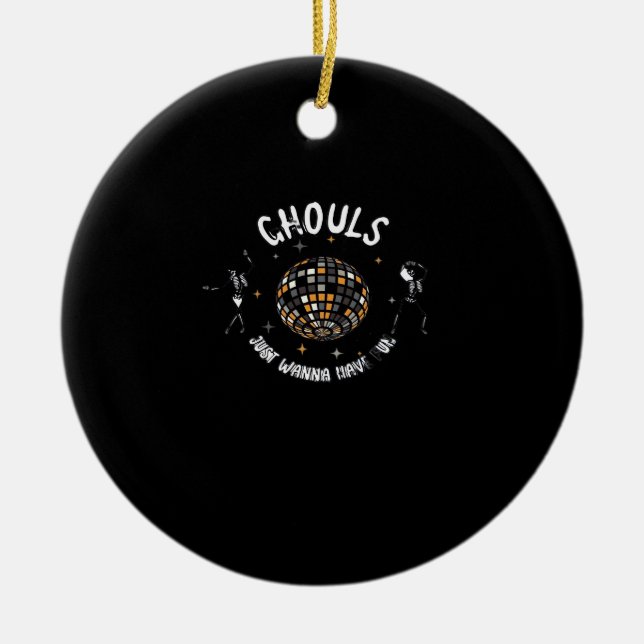 Ghouls Just Wanna Have Fun Sloth & Halloween Ceramic Tree Decoration (Front)