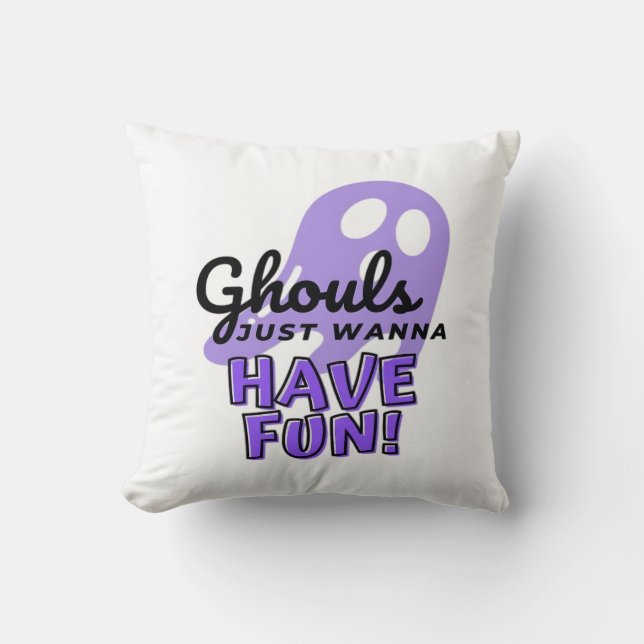 Ghouls Just Wanna Have Fun Sloth Halloween Cushion (Front)