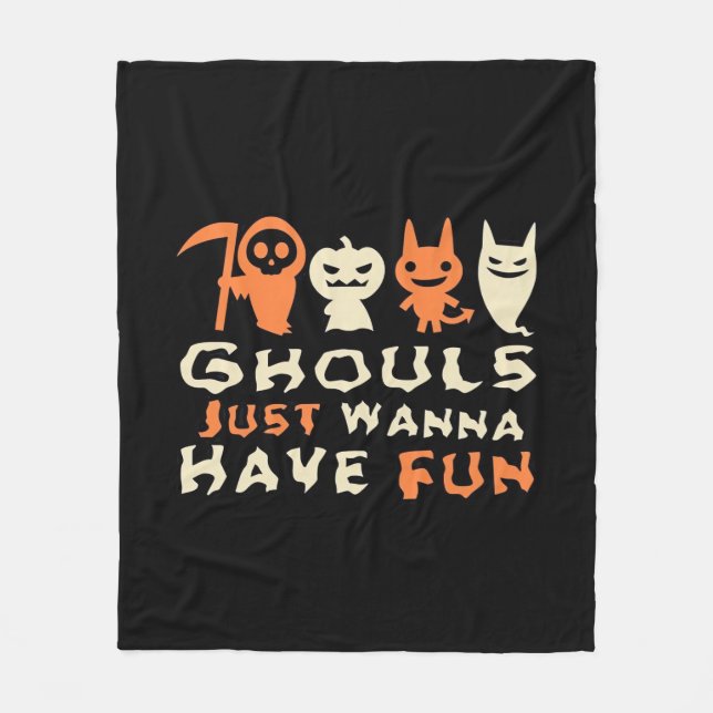 Ghouls Just Wanna Have Fun Sloth Halloween Fleece Blanket (Front)