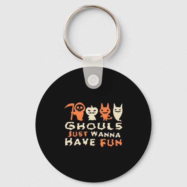 Ghouls Just Wanna Have Fun Sloth Halloween Key Ring (Front)