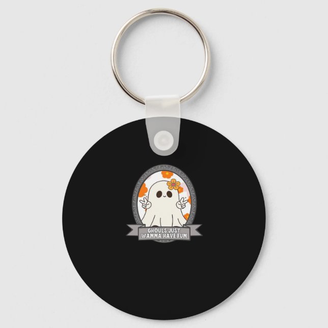 Ghouls Just Wanna Have Fun Sloth Halloween Key Ring (Front)