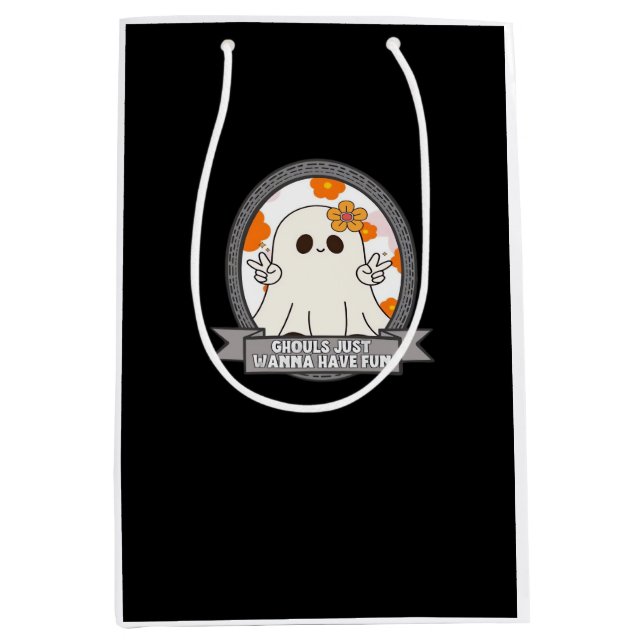 Ghouls Just Wanna Have Fun Sloth Halloween Medium Gift Bag (Front)