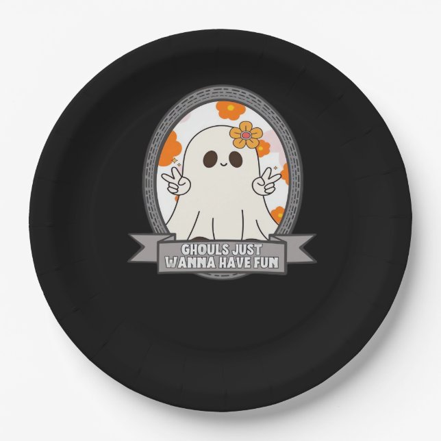 Ghouls Just Wanna Have Fun Sloth Halloween Paper Plate (Front)