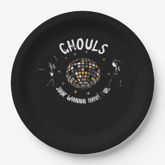 Ghouls Just Wanna Have Fun Sloth & Halloween Paper Plate (Front)