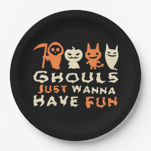 Ghouls Just Wanna Have Fun Sloth Halloween Paper Plate