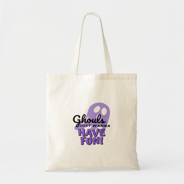 Ghouls Just Wanna Have Fun Sloth Halloween Tote Bag (Front)