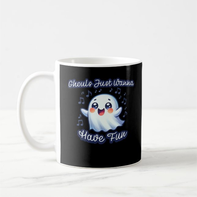 Ghouls Just Wanna Have Fun Sloth & Slogan Coffee Mug (Left)