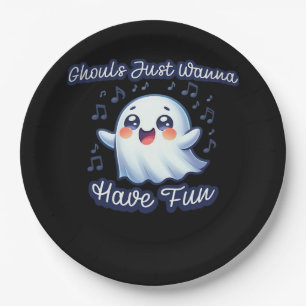 Ghouls Just Wanna Have Fun Sloth & Slogan Paper Plate