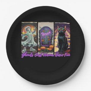 Ghouls Just Wanna Have Fun Sloth Style Paper Plate