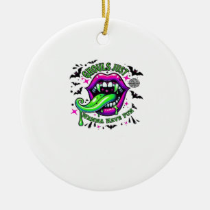 Ghouls Just Wanna Have Fun Sloth Vibe Ceramic Tree Decoration