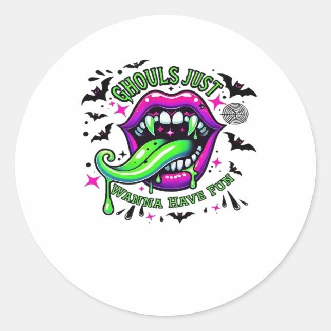 Ghouls Just Wanna Have Fun Sloth Vibe Classic Round Sticker (Front)
