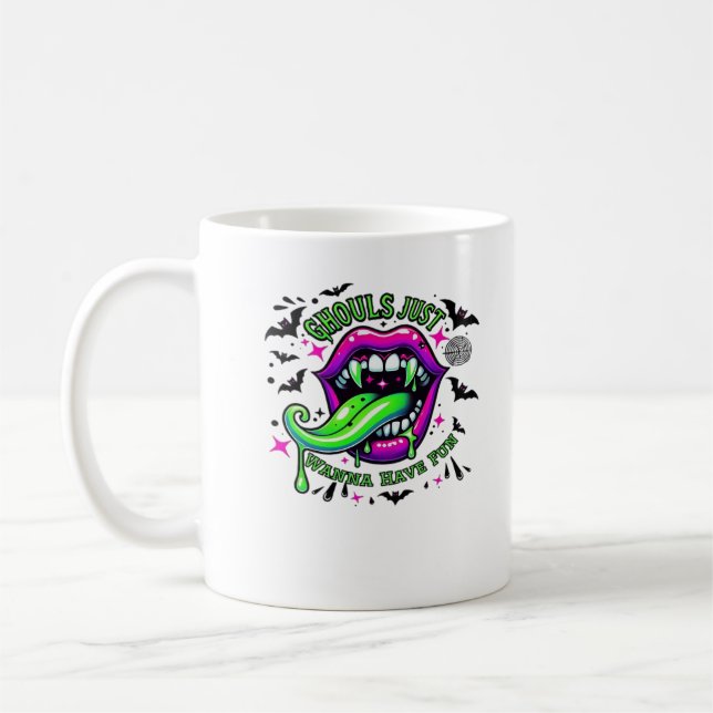Ghouls Just Wanna Have Fun Sloth Vibe Coffee Mug (Left)