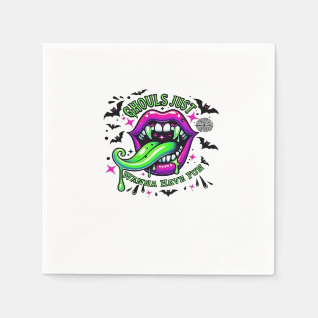 Ghouls Just Wanna Have Fun Sloth Vibe Napkin (Front)