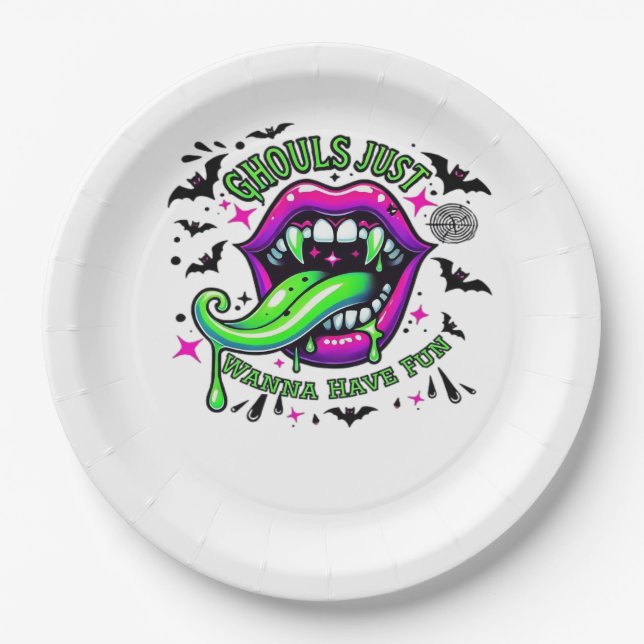 Ghouls Just Wanna Have Fun Sloth Vibe Paper Plate (Front)