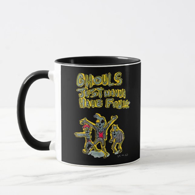 Ghouls Just Wanna Have Fun Spooky Slogan Mug (Left)