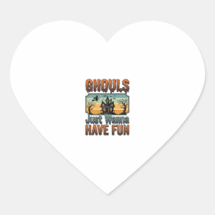 Ghouls Just Wanna Have Fun Vintage Halloween Heart Sticker