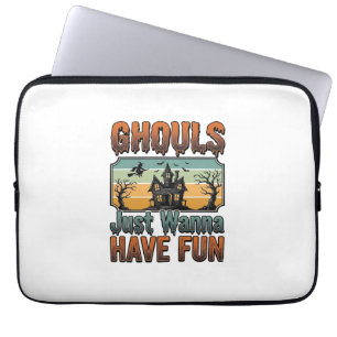Ghouls Just Wanna Have Fun Vintage Halloween Laptop Sleeve