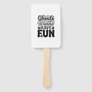Ghouls Just Wanna Have Fun Vintage Halloween SVG_1 Hand Fan