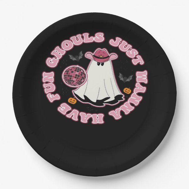 Ghouls Just Wanna Have Fun (Western Style Hallowee Paper Plate (Front)