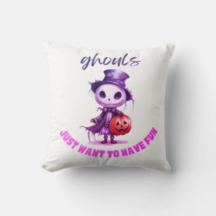 Ghouls Just Want to Have Fun Purple Halloween Cushion