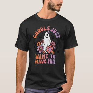 Ghouls Just Want to Have Fun Women Girls Floral Gh T-Shirt