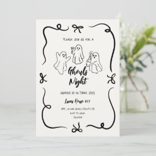 Ghouls Night doodle halloween party invitation
