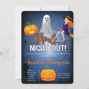 Ghouls night out halloween bachelorette party invitation