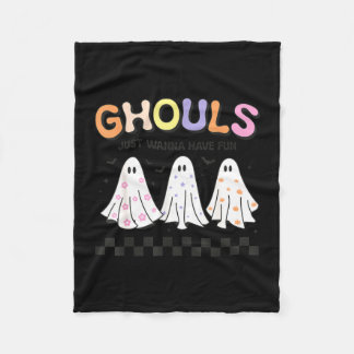 Ghouls wanna have fun retro groovy spooky season  fleece blanket